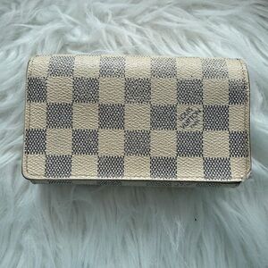 Louis Vuitton Damier Azur Check Canvas Wallet in Cream and Light Gray